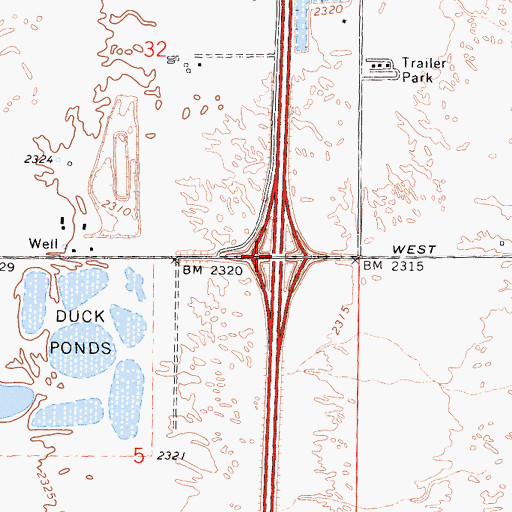 Topographic Map of Exit 52, CA