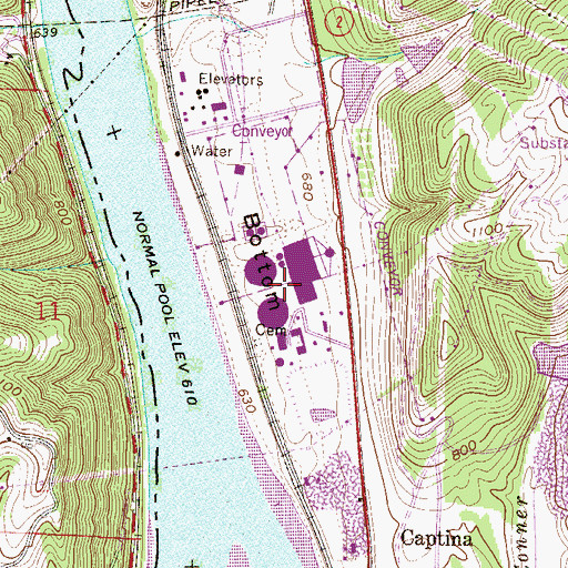 Topographic Map of Mitchell Power Plant, WV