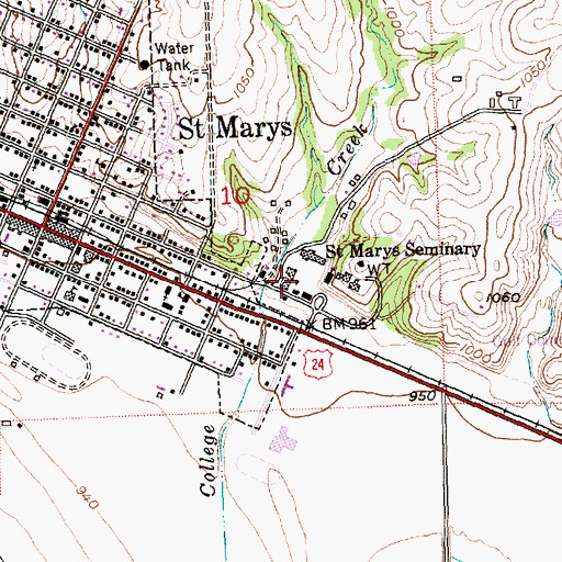 Topographic Map of Saint Marys Academy and College, KS