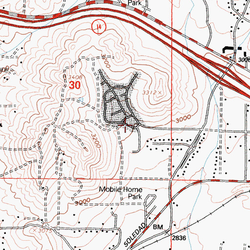 Topographic Map of Stallion Meadow Mobile Home Park, CA