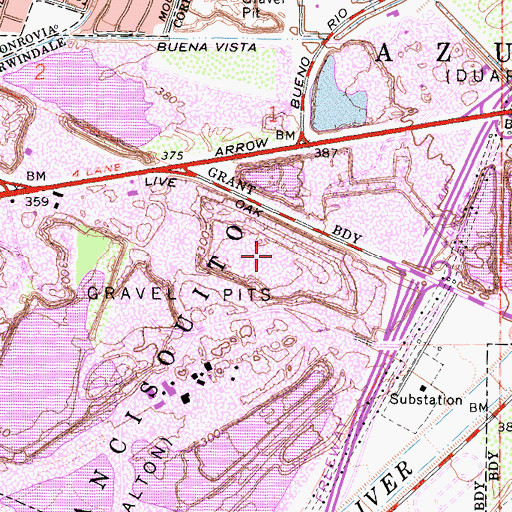 Topographic Map of Irwindale Speedway, CA