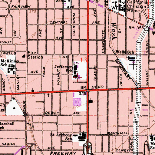 Topographic Map of Gabrielano High School, CA