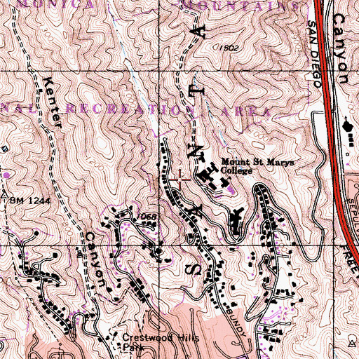 Topographic Map of Carondelet Hall, CA