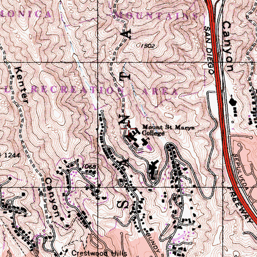 Topographic Map of Rossiter Hall, CA