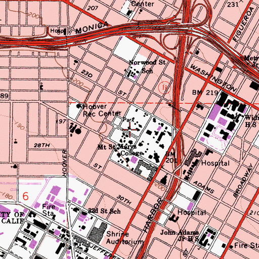 Topographic Map of Ahmanson Commons, CA