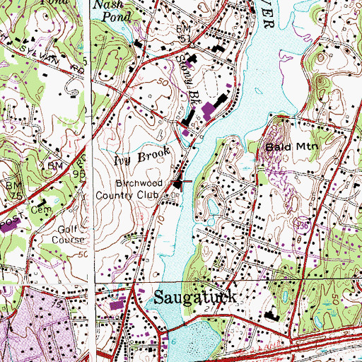 Topographic Map of Birchwood Country Club, CT