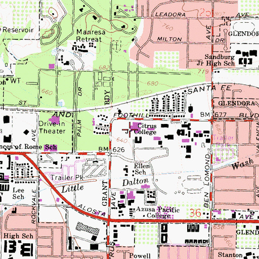 Topographic Map of Haugh Performing Arts Center, CA