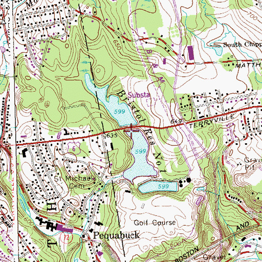 Topographic Map of Bristol Reservoir Number 1, CT