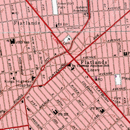 Topographic Map of Commander Eugene S Sarsfield Playground, NY