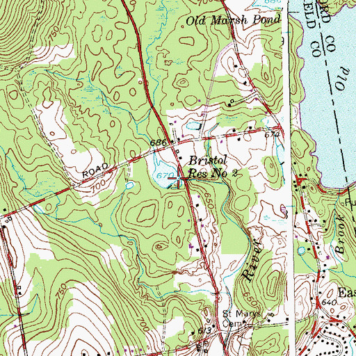 Topographic Map of Bristol Reservoir Number Three (not official), CT