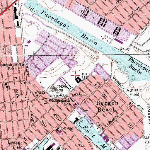 Topographic Map of Bergen Beach Playground, NY