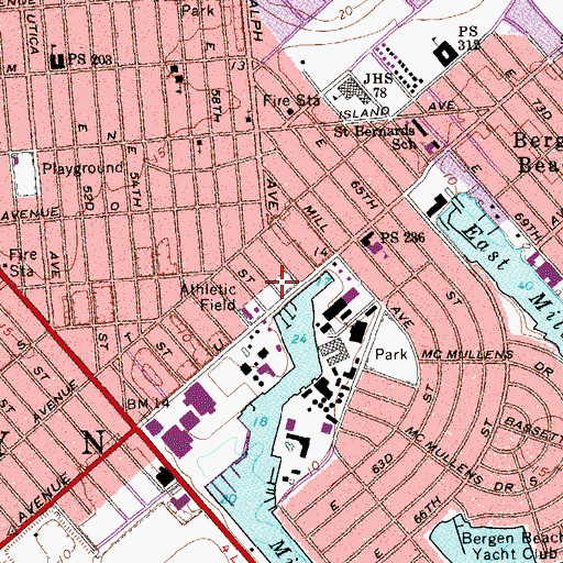 Topographic Map of Monsignor Crawford Field, NY