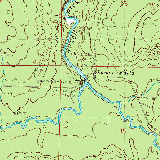Topographic Map of Big Eric's Bridge State Forest Campground, MI