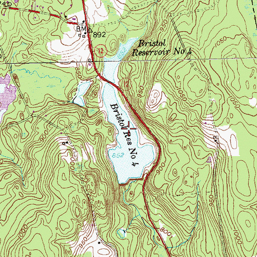 Topographic Map of Bristol Reservoir Number 4, CT