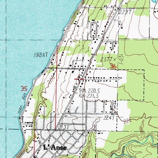 Topographic Map of L'Anse Baptist Church, MI