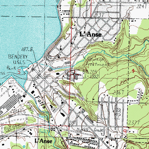 Topographic Map of L'Anse Public Library, MI