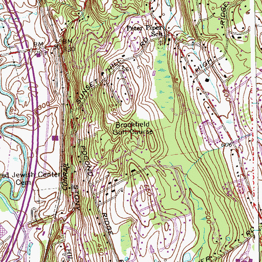 Topographic Map of Brookfield Golf Course, CT