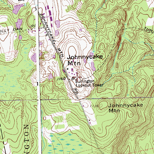 Topographic Map of Burlington Lookout Tower, CT