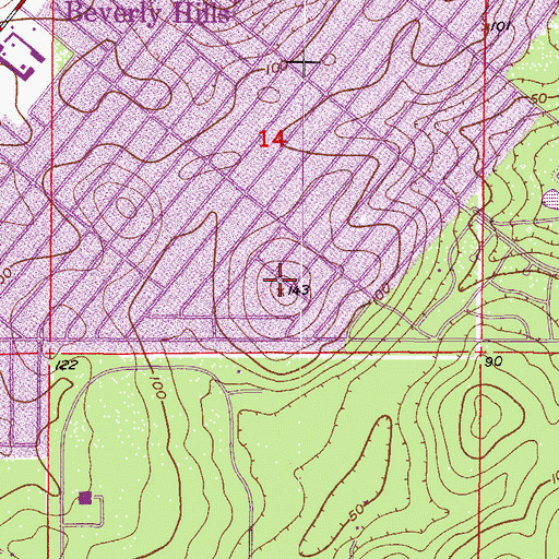 Topographic Map of Beverly Hills Water Tower, FL