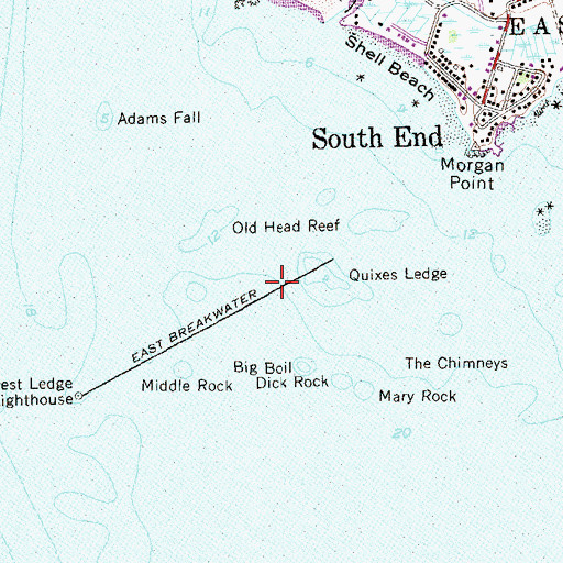 Topographic Map of East Breakwater, CT