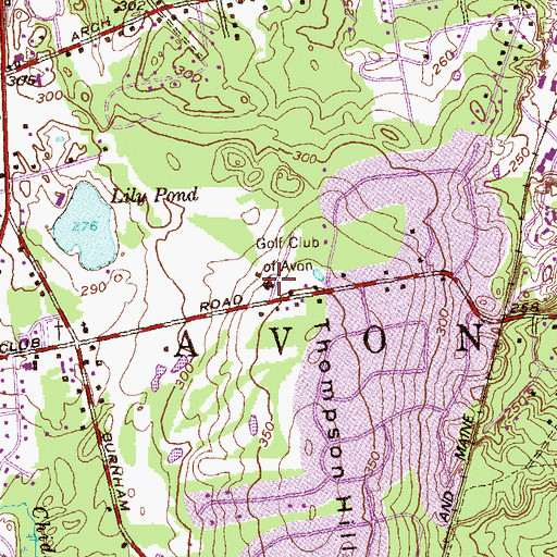 Topographic Map of Golf Club of Avon, CT