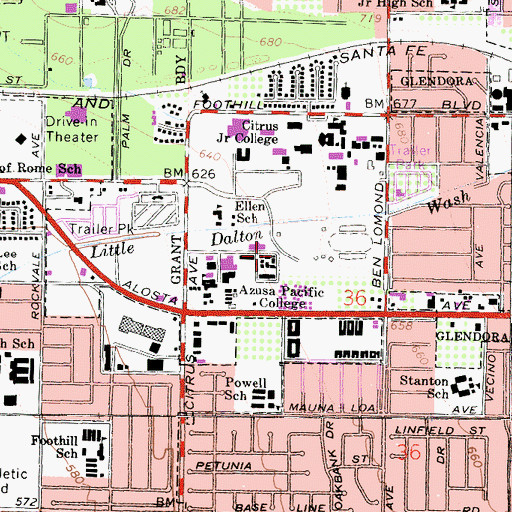 Topographic Map of Trinity Hall, CA