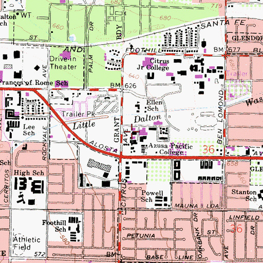 Topographic Map of Turner Campus Center, CA