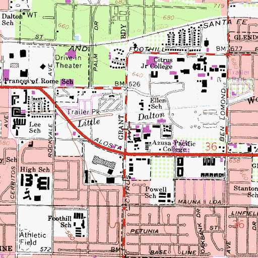 Topographic Map of William V Marshburn Memorial Library, CA