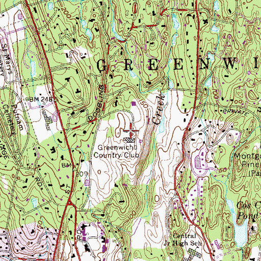 Topographic Map of Greenwich Country Club, CT