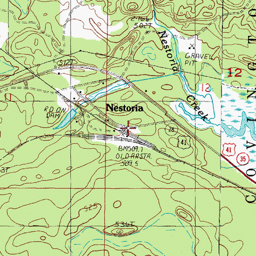 Topographic Map of Nestoria Station, MI