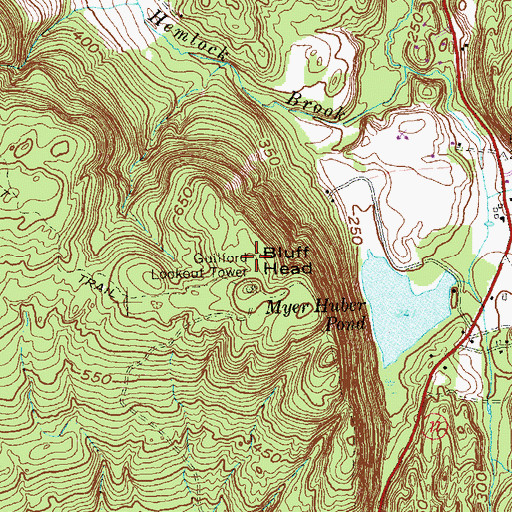 Topographic Map of Guilford Lookout Tower, CT