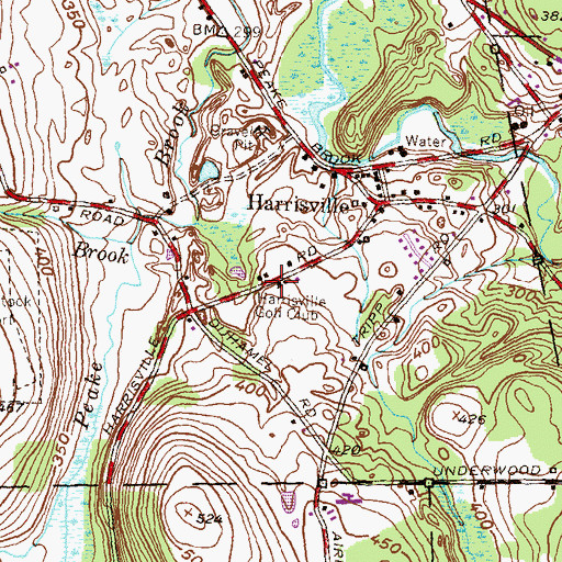 Topographic Map of Harrisville Golf Club, CT