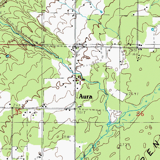 Topographic Map of Aura Post Office (historical), MI