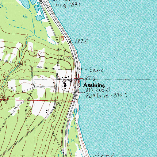 Topographic Map of Assinins Station (historical), MI