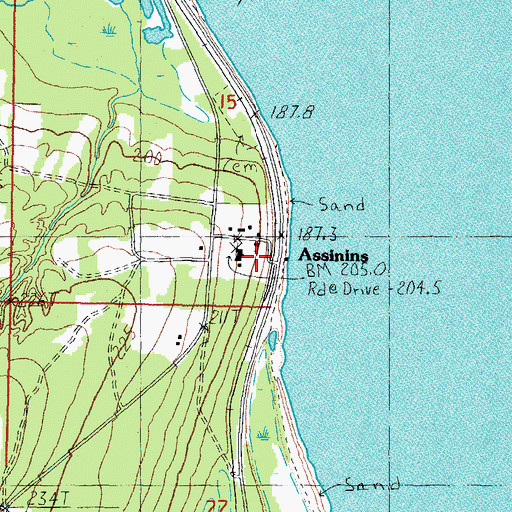 Topographic Map of Assinins Post Office (historical), MI
