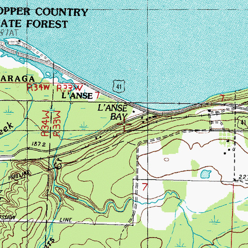 Topographic Map of Bishop Baraga Shrine, MI