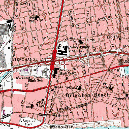 Topographic Map of Grady Playground, NY