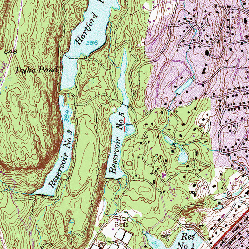 Topographic Map of Hartford Reservoir Number 5, CT