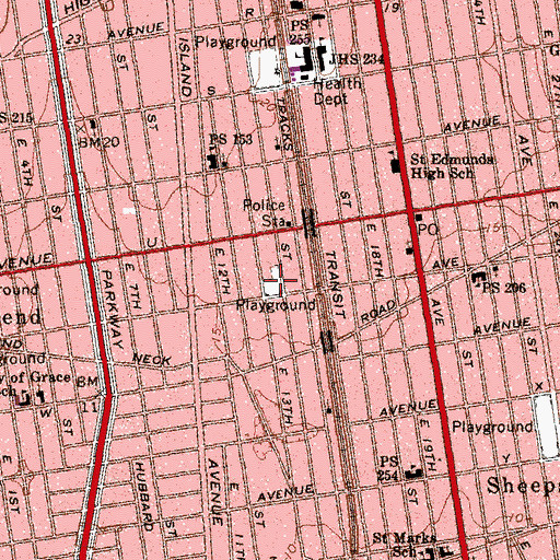 Topographic Map of Mellett Playground, NY