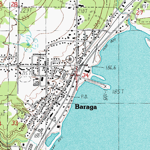 Topographic Map of Baraga Station, MI