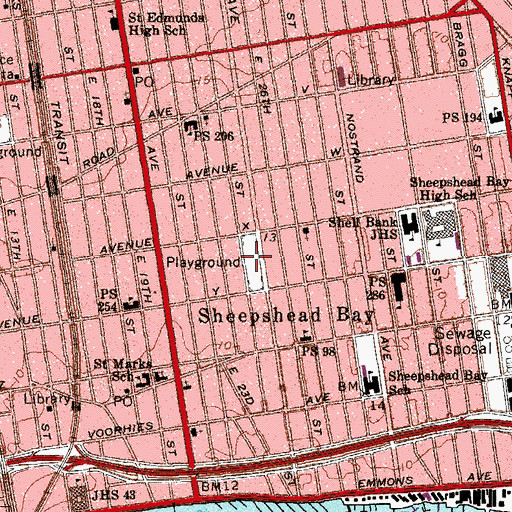 Topographic Map of Bill Brown Memorial Playground, NY