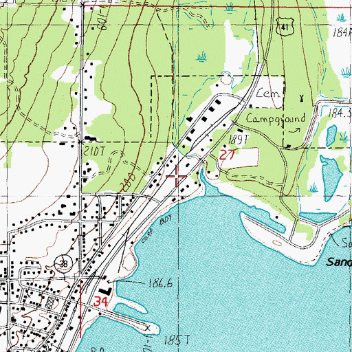 Topographic Map of Baraga Post Office, MI