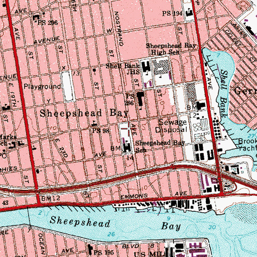 Topographic Map of Sheepshead Playground, NY