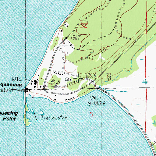 Topographic Map of Pequaming Cemetery, MI