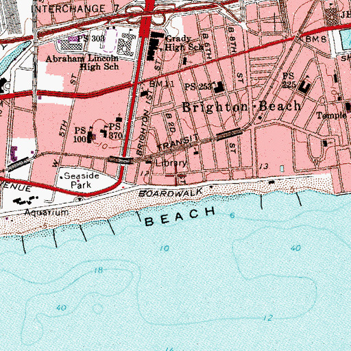 Topographic Map of Brighton Playground, NY