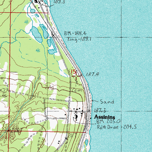 Topographic Map of Assinins Cemetery, MI