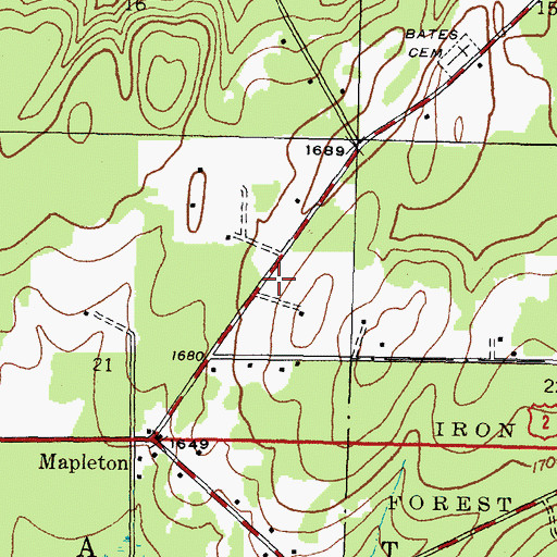 Topographic Map of Iron River Jehovah's Witnesses, MI