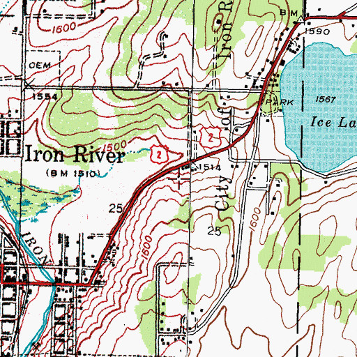 Topographic Map of Iron River Seventh-Day Adventist Church, MI