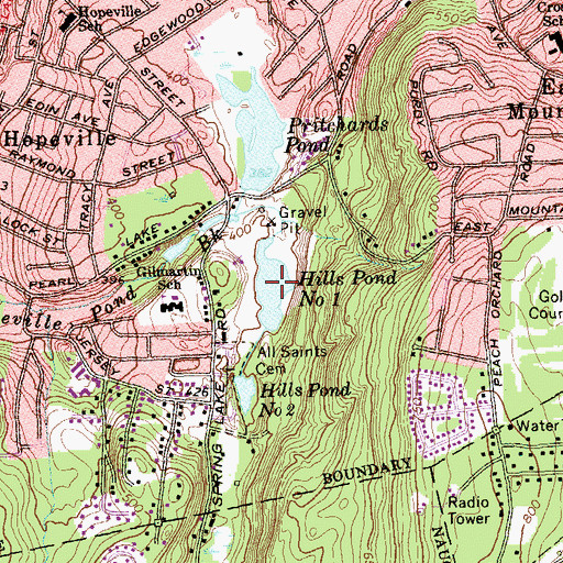 Topographic Map of Hills Pond Number 1, CT