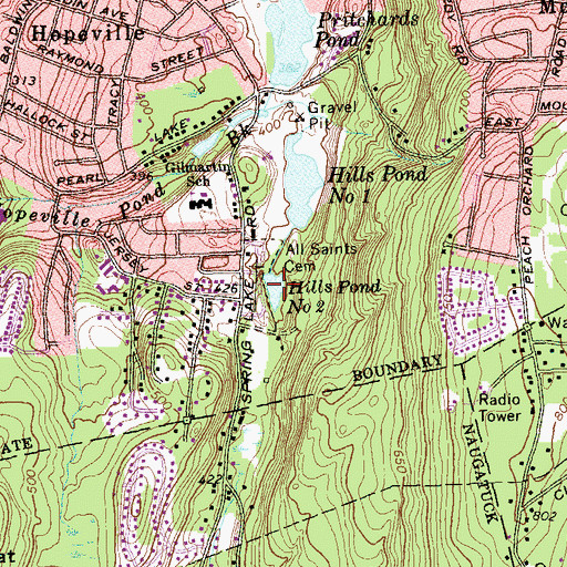 Topographic Map of Hills Pond Number 2, CT